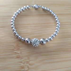 Swarovski Crystal - Woman's silver magnetic bracelet- 2½" round